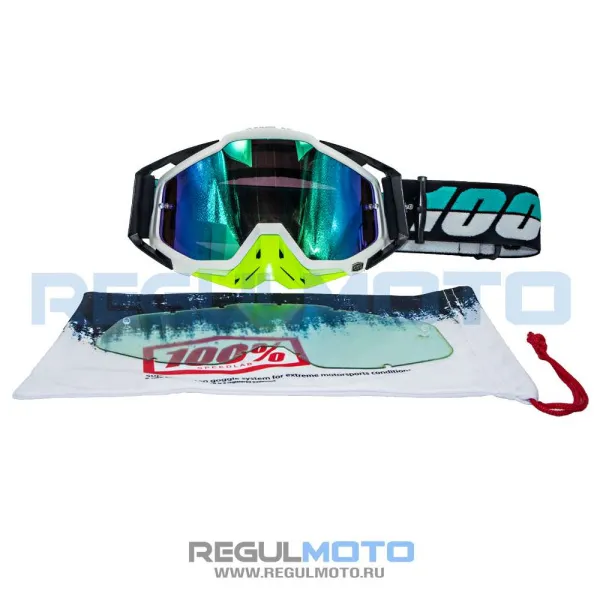 Очки 100% RACECRAFT чёрный/серый/зелёный | Мототека