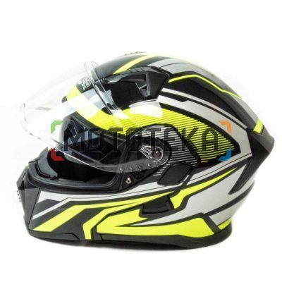 Шлем мото модуляр HIZER (Хайзер) J5906 (S) #1 black/neon yellow (2 визора)