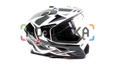 Шлем мото кроссовый HIZER (Хайзер) J6801 (XL) #4 white/gray