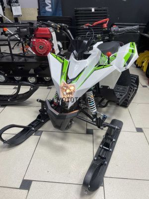 Квадро снегоход детский (снегоцикл) Motax (Мотакс) Gekkon Snow белый/зелёный (машинокомплект)