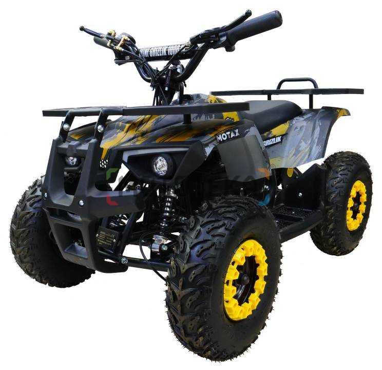 Электроквадроцикл детский Motax (Мотакс) Grizlik Mini E1000 BW жёлтый камуфляж (машинокомплект)