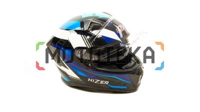 Шлем мото интеграл HIZER (Хайзер) J5320 (XL) #1 black/blue (2 визора)